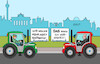 Cartoon: Dialog mit Bauern (small) by Erl tagged politik,bundesregierung,ampel,haushalt,urteil,karlsruhe,schuldenbremse,haushaltsloch,sparen,kürzung,agrardiesel,bauern,proteste,dialog,bundeskanzler,olaf,scholz,traktor,transparent,wertschätzung,karikatur,erl