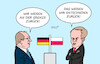 Cartoon: Die zwei Weisen (small) by Erl tagged politik,asyl,innenminister,dobrindt,zurückweisen,grenze,deutschland,polen,reaktion,tusk,karikatur,erl