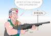 Cartoon: Diplomatie Syrien (small) by Erl tagged politik,syrien,krieg,bürgerkrieg,stellvertreterkrieg,russland,usa,iran,türkei,saudi,arabien,diktator,assad,giftgas,zivilbevölkerung,rote,linie,antwort,großbritannien,frankreich,präsident,emmanuel,macron,rambo,initiative,diplomatie,verhandlungen,vermittlung,eu,karikatur,erl