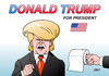 Cartoon: Donald Trump (small) by Erl tagged donald,trump,präsidentschaftskandidat,republikaner,usa,fernsehduell,rassismus,sexismus,klopapier,karikatur,erl