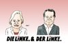 Cartoon: Doppelspitze (small) by Erl tagged die,linke,linkspartei,spitze,führung,doppelspitze,gesine,lötzsch,klaus,ernst,frau,mann,ost,west