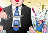 Cartoon: Drei-Prozent-Hürde (small) by Erl tagged europawahl,eu,europa,deutschland,drei,prozent,hürde,bundesverfassungsgericht,urteil,verfassungswidrig,partei,klein,jubel,zwerg,baby,käfer,karneval,fasching,fasnacht,weiberfasching,unsinniger,donnerstag,krawatte,schere,abschneiden