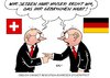 Cartoon: Endlich Einigkeit (small) by Erl tagged schweiz,deutschland,streit,steuer,steuergeld,steuerhinterziehung,schweizer,banken,cd,daten,ankauf,finanzamt,steuerfahnder,nrw,nordrhein,westfalen,haftbefehl,einigkeit,recht,umsetzung