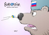 Cartoon: ESC (small) by Erl tagged politik,krieg,angriff,überfall,wladimir,putin,russland,ukraine,unterstützung,hilfe,waffen,usa,nato,eu,eurovision,song,contest,esc,musik,note,nase,bär,karikatur,erl