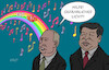 Cartoon: ESC (small) by Erl tagged politik,kunst,musik,eurovision,song,contest,esc,2024,schweden,malmö,sieger,nemo,schweiz,nonbinär,vielfalt,lgbt,freiheit,toleranz,demokratie,meinungsfreiheit,gefahr,diktatoren,diktatur,homophobie,frauenfeindlichkeit,fremdenfeindlichkeit,finsternis,vampir,putin,xi,russland,china,licht,regenbogen,noten,farben,bunt,clownfisch,karikatur,erl