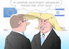 Cartoon: EU Netanjahu (small) by Erl tagged usa,präsident,donald,trump,nahost,frieden,nahostfrieden,plan,wählerstimmen,anerkennung,jerusalem,hauptstadt,israel,konflikt,vorprogrammiert,palästina,palästinenser,unruhen,zweistaatenlösung,zwei,staaten,lösung,ferne,besuch,treffen,benjamin,netanjahu,eu,außenminister,frisur,karikatur,erl