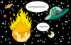 Cartoon: Feuer (small) by Erl tagged politik,usa,trump,zölle,zerstörung,welthandel,erde,feuer,ufo,klimawandel,mond,weltall,karikatur,erl
