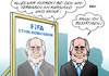 Cartoon: FIFA (small) by Erl tagged fifa,fußball,verband,wm,weltmeisterschaft,vergabe,russland,2018,katar,2022,verdacht,korruption,ethik,kommission,freispruch,widerspruch,sonderermittler,präsident,joseph,sepp,blatter