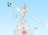 Cartoon: Football is coming (small) by Erl tagged politik,sport,fußball,europameisterschaft,em,finale,italien,england,elfmeterschießen,niederlage,trauma,selbstbewusstsein,nation,großbritannien,brexit,nationalismus,boris,johnson,denkmal,beschädigung,football,karikatur,erl