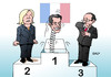 Cartoon: Frankreich (small) by Erl tagged frankreich,wahl,wahlen,departements,sieger,ump,prateichef,sarkozy,erster,zweiter,front,national,marine,le,pen,dritter,sozialisten,präsident,hollande,überraschung,jack,in,the,box,schachtelteufel,siegerpodest,karikatur,erl