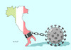 Cartoon: Fußfessel (small) by Erl tagged politik,gesundheit,krankheit,infektion,corona,virus,coronavirus,covid19,italien,sperrgebiet,quarantäne,einschränkungen,reisen,stiefel,fußfessel,karikatur,erl