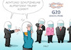 Cartoon: G20 Generalprobe (small) by Erl tagged g20,gipfel,industrienationen,schwellenländer,treffen,weltpolitik,probleme,lösungen,globalisierung,kapitalismus,kritik,demonstrationen,polizei,gewalt,schlägerei,prügel,video,usa,präsident,donald,trump,cnn,schläge,twitter,generalprobe,merkel,karikatur,erl