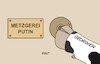 Cartoon: Georgien (small) by Erl tagged politik,georgien,parlament,gesetz,gegen,ausländische,einflussnahme,regierungspartei,georgischer,traum,kurs,richtung,russland,moskau,wladimir,putin,diktatur,metzgerei,klingel,rind,karikatur,erl