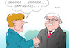 Cartoon: Gratulation (small) by Erl tagged bundespräsident,wahlversammlung,wahl,frank,walter,steinmeier,kandidat,spd,fdp,bündnis,90,die,grünen,csu,cdu,gratulation,bundeskanzlerin,angela,merkel,zähneknirschen,knurren,karikatur,erl