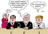 Cartoon: Große Koalition (small) by Erl tagged große,koalition,schwarz,rot,groko,cdu,csu,spd,merkel,gabriel,seehofer,koalitionsverhandlungen,einigung,koalitionsvertrag,du,duzen,2009,westerwelle,fdp,omen,basis,nudelholz,abstimmung,mitgliederbefragung