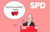 Cartoon: Herztöne (small) by Erl tagged politik,partei,spd,parteitag,bundesregierung,ampel,umfragetief,umfragekeller,bundeskanzler,olaf,scholz,unbeliebt,krisen,kommunikation,mangelhaft,rede,soziales,markenkern,sozialdemokratie,richtiger,ton,herz,doppelwumms,doppelherz,herzen,redner,rednerpult,karikatur,erl