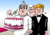 Cartoon: Hochzeit (small) by Erl tagged hochzeit,große,koalition,groko,schwarz,rot,cdu,csu,spd,braut,bräutigam,brautvater,trauzeuge,brautjungfer,blumen,geld,gratulation,basis,torte,geschenk,gesicht,merkel,gabriel,seehofer