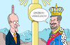 Cartoon: Höchster Punkt Deutschlands (small) by Erl tagged politik,treffen,merz,söder,zugspitze,vergleich,bund,berlin,land,bayern,kanzler,könig,karikatur,erl