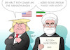 Cartoon: Iran-Abkommen (small) by Erl tagged usa,präsident,donald,trump,rede,un,ankündigung,kündigung,atomabkommen,iran,atomwaffen,atombombe,sanktionen,einhaltung,schurkenstaat,rolle,nahost,hassan,rohani,ruhani,frisur,karikatur,erl