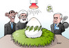 Cartoon: Iran (small) by Erl tagged iran,atomprogramm,atomkraft,atombombe,verhandlungen,lausanne,durchbruch,ergebnis,usa,präsident,barack,obama,kritik,israel,ministerpräsident,benjamin,netanjahu,pfanne,rührei,schlangenei,ei,osterei,osternest,ostern,karikatur,erl