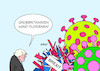 Cartoon: Johnsons Versprechen (small) by Erl tagged politik,brexit,austritt,großbritannien,eu,premierminister,boris,johnson,versprechen,selbstständigkeit,blüte,probleme,einbruch,wirtschaft,gefahr,no,deal,corona,virus,pandemie,covid19,mutation,karikatur,erl