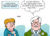 Cartoon: K-Frage (small) by Erl tagged bundeskanzlerin,angela,merkel,cdu,umfrage,vierte,amtszeit,kanzlerkandidatur,kanzlerkandidatin,50,prozent,jeder,zweite,hälfte,dagegen,ministerpräsident,bayern,horst,seehofer,csu,zustimmung,bedingung,änderung,flüchtlingspolitik,flüchtlinge,obergrenze,rechts