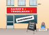 Cartoon: Kaisers Tengelmann (small) by Erl tagged kaisers,tengelmann,supermarkt,kette,filialen,verkauf,scheitern,übernahme,edeka,kartellamt,ministererlaubnis,wirtschaftsminister,sigmar,gabriel,klage,rewe,konkurrenzkampf,ausverkauf,leidtragende,arbeitnehmer,arbeitskraft,arbeitslos,karikatur,erl