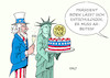 Cartoon: Keine Zeit zum Feiern (small) by Erl tagged politik,usa,100,tage,präsident,joe,biden,bilanz,arbeit,lösung,probleme,anpacken,kontrast,vorgänger,donald,trump,gratulation,uncle,sam,freiheitsstatue,liberty,sekt,torte,feier,karikatur,erl