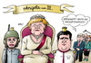 Cartoon: Krönung (small) by Erl tagged angela,merkel,bundeskanzlerin,wiederwahl,bundestag,königin,kronprinz,kronprinzessin,sigmar,gabriel,ursula,von,der,leyen,prinz,charles,queen,elizabeth,koalition,cdu,csu,spd,große,groko,schwarz,rot,karikatur,erl