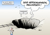 Cartoon: Milliarden (small) by Erl tagged stuttgart,21,bahnhof,unterirdisch,protest,kosten,kostenexplosion,grundwasser,mineralwasser,probleme,loch,milliarden,milliardenloch