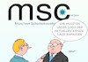 Cartoon: msc (small) by Erl tagged münchner,sicherheitskonferenz,konflikte,kriege,diskussion,lösung,diplomatie,militär,krisen,krise,gesundheit,krankheit,infektion,coronavirus,epidemie,gefahr,pandemie,karikatur,erl