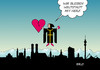 Cartoon: München (small) by Erl tagged münchen,amoklauf,tote,verletzte,trauer,entsetzen,terror,verdacht,weltstadt,mit,herz,gebrochen,lebensart,toleranz,münchner,kindl,skyline,alben,berge,karikatur,erl