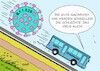 Cartoon: Mutation (small) by Erl tagged politik,corona,virus,pandemie,covid,19,vierte,welle,impfung,impfen,impfkampagne,impfbus,mutation,529,südafrika,belgien,schneller,karikatur,erl