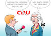 Cartoon: Neuland (small) by Erl tagged politik,cdu,parteitag,suche,vorsitz,kandidaten,röttgen,laschet,merz,corona,virus,pandemie,covid19,veranstaltung,digital,neuland,merkel,akk,kramp,karrenbauer,perücke,puderperücke,zopf,konservativ,modern,karikatur,erl