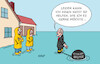 Cartoon: Notlage (small) by Erl tagged politik,hochwasser,flut,norddeutschland,niedersachsen,diskussion,aussetzung,schuldenbremse,urteil,karlsruhe,notlage,bundeskanzler,olaf,scholz,besuch,gummistiefel,fußfessel,eisenkugel,wasser,karikatur,erl