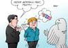 Cartoon: NSA German Mut (small) by Erl tagged nsa,bnd,geheimdienst,usa,deutschland,ausspähen,abhören,spionage,suchbegriffe,liste,bundeskanzlerin,angela,merkel,einblick,einsicht,parlament,bundestag,bundesadler,erlaubnis,amerika,us,regierung,german,angst,mut,sigmar,gabriel,spd,fdp,karikatur,erl