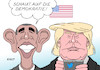 Cartoon: Obama Trump (small) by Erl tagged usa präsident barack obama abschied rede abschiedsrede demokratie social media nachfolger donald trump twitter smartphone ablenkung eignung amt zweifel karikatur erl