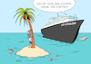 Cartoon: Panik (small) by Erl tagged politik,corona,virus,pandemie,lockerungen,ausbruch,tönnies,fleisch,lockdown,kreis,gütersloh,reisen,einschränkungen,urlaub,angst,insel,palme,meer,schiff,karikatur,erl