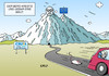 Cartoon: PKW-Maut (small) by Erl tagged pkw,maut,ausländer,wahlkampf,thema,csu,umsetzung,widerspruch,eu,recht,diskriminierung,verhandlungen,änderungen,aufwand,groß,effekt,klein,verkehrsminister,dobrindt,berg,kreißen,maus,auto,flucht,geld,zahlen,vignette,karikatur,erl