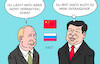 Cartoon: Putin bei Xi (small) by Erl tagged politik,krieg,angriff,überfall,russland,ukraine,internationaler,strafgerichtshof,den,haag,haftbefehl,wladimir,putin,abhängigkeit,china,besuch,xi,jinping,karikatur,erl