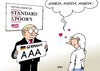 Cartoon: Rating (small) by Erl tagged rating,ratingagentur,usa,standard,and,poors,deutschland,aaa,triple,bundeskanzlerin,angela,merkel,beliebtheit,beliebt,umfragewerte,eurokrise,euro