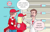 Cartoon: Regale leer (small) by Erl tagged politik,sport,fußball,bundesliga,deutsche,meisterschaft,vorentscheidung,topspiel,rekordmeister,bayern,münchen,niederlage,bayer,leverkusen,kritik,thomas,müller,keine,eier,mumm,mut,supermarkt,spieler,kaufen,fans,karikatur,erl