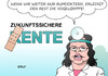 Cartoon: Rente (small) by Erl tagged rente,zukunft,sicherheit,alter,geld,altersvorsorge,gesetzlich,privat,demografie,demografischer,wandel,koalition,cdu,csu,spd,rumdoktern,arbeitsministerin,andrea,nahles,ente,vogelgrippe,karikatur,erl