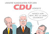 Cartoon: Röttgen (small) by Erl tagged politik,partei,cdu,suche,vorsitz,kandidaten,friedrich,merz,armin,laschet,norbert,röttgen,umfragen,aufholjagd,karikatur,erl