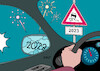 Cartoon: Rückblick und Ausblick (small) by Erl tagged politik,silvester,jahreswechsel,2022,2023,neujahr,jahresrückblick,krieg,russland,ukraine,gas,energiekrise,klimawandel,corona,pandemie,artensterben,iran,rückblick,ausblick,auto,rückspiegel,karikatur,erl