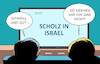 Cartoon: Scholz mal anders (small) by Erl tagged politik,terror,überfall,mord,entführung,geiselnahme,hamas,israel,plan,bodenoffensive,gaza,bundeskanzler,olaf,scholz,besuch,solidarität,schnell,gut,neu,qualität,karikatur,erl