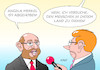 Cartoon: Schulz Merkel (small) by Erl tagged spd,kanzlerkandidat,martin,schulz,bundestagswahl,wahl,wahlkampf,interview,bundeskanzlerin,angela,merkel,cdu,abgehobenheit,distanz,menschen,land,probleme,dienen,karikatur,erl