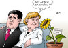 Cartoon: Schwarz-Grün in Hessen (small) by Erl tagged angela,merkel,bundeskanzlerin,wiederwahl,bundestag,vizekanzler,sigmar,gabriel,koalition,cdu,csu,spd,große,groko,schwarz,rot,hessen,grün,die,grünen,alternative,sonnenblume,riechen,duft,leben,schön,karikatur,erl