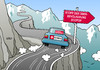 Cartoon: Schweiz (small) by Erl tagged schweiz,volksabstimmung,referendum,überbevölkerung,zuwanderung,natur,ecopop,ablehnung,kurve,berge,straße,auto,abgrund,volk,steuer,karikatur,erl