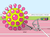 Cartoon: Schwerer Start (small) by Erl tagged politik,regierung,neu,ampel,koalition,spd,grüne,fdp,rot,gelb,grün,koalitionsvertrag,fortschritt,modernisierung,start,schwer,corona,virus,pandemie,covid19,vierte,welle,inzidenz,rekord,fußfessel,karikatur,erl